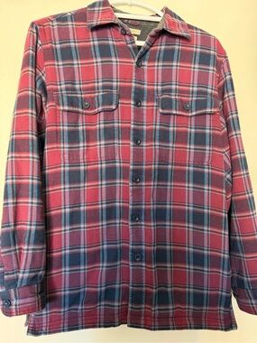 L.L.Bean Traditional Fit Plaid Lined Flannel Shirt Jacket Mens S